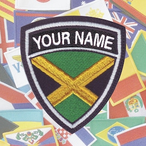 Jamaica Personalized Crest Flag Embroidered Patch Custom Name Flag Patch 2 Sizes