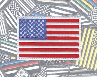USA American Flag Embroidered Patch White US Flag Patch 3 sizes