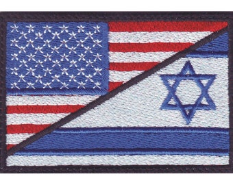 Parche bordado bandera de Estados Unidos/Israel
