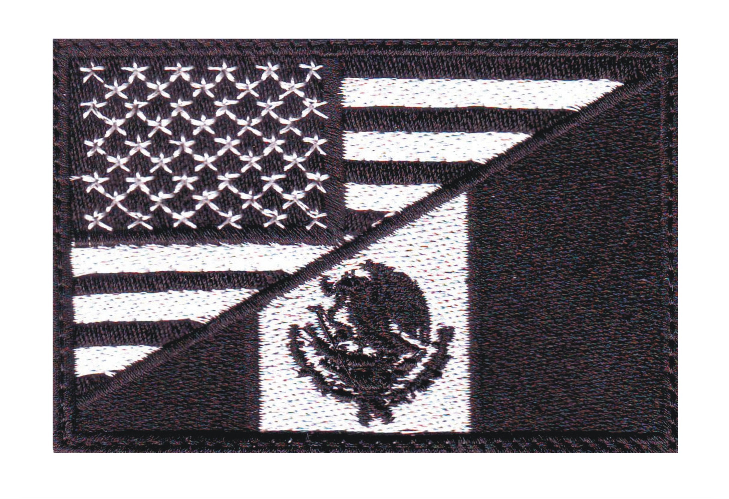 3.5 X 2.25 USA FLAG BLACK & WHITE PATCH - BLACK BORDER – San Diego Leather