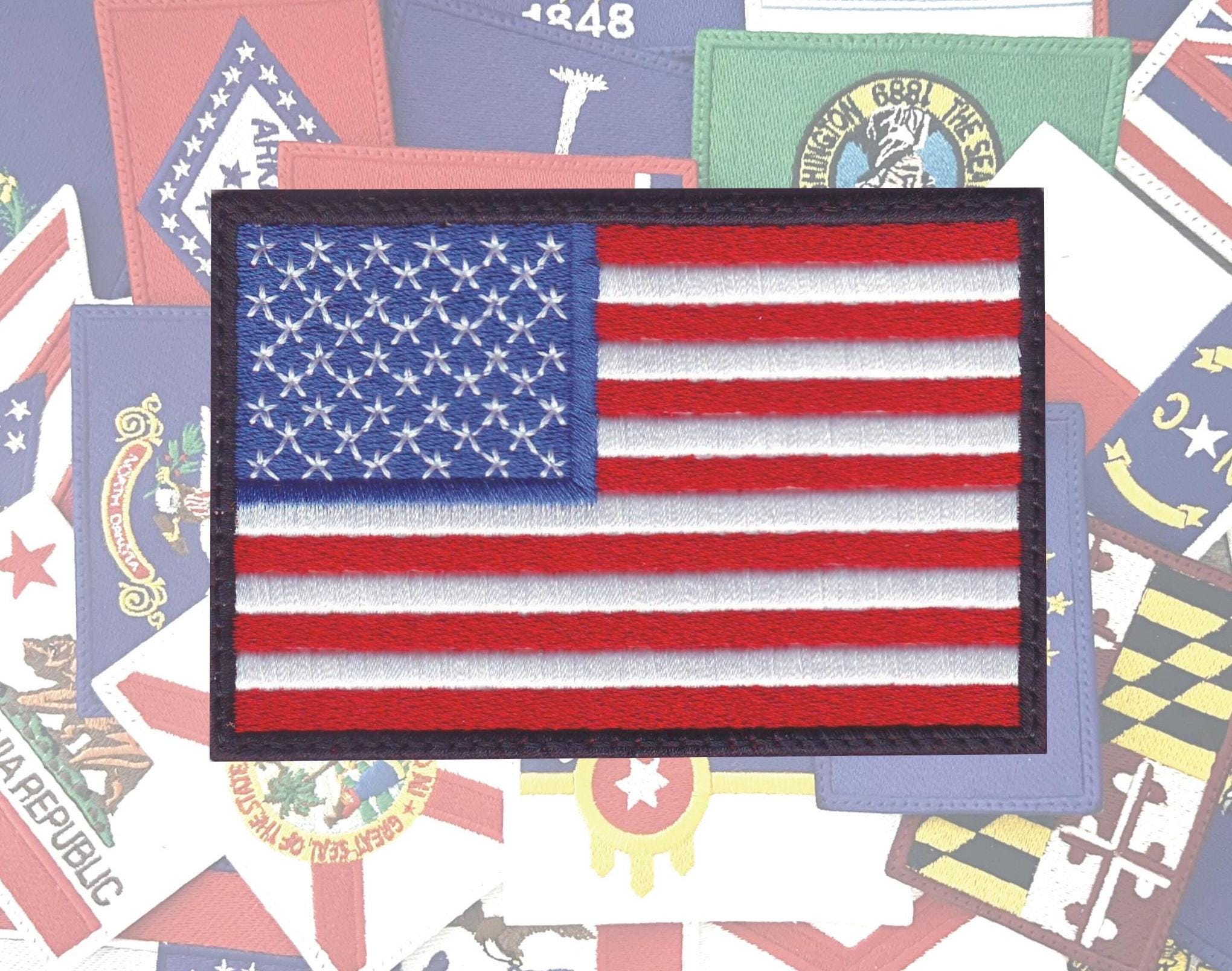 Parche Bordado De Bandera Americana, Borde Dorado, Emblema De Uniforme Militar De Estados Unidos De América