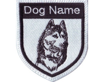 Toppa ricamata personalizzata con nome del cane Husky