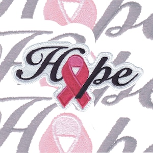 Hope Pink Ribbon Cancer Awareness Embroidered Patch