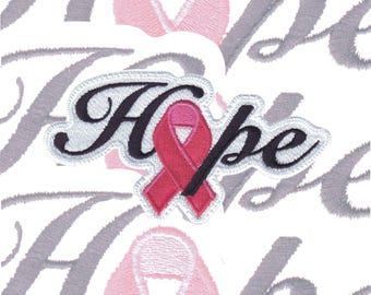 Hope Pink Ribbon Cancer Awareness Embroidered Patch