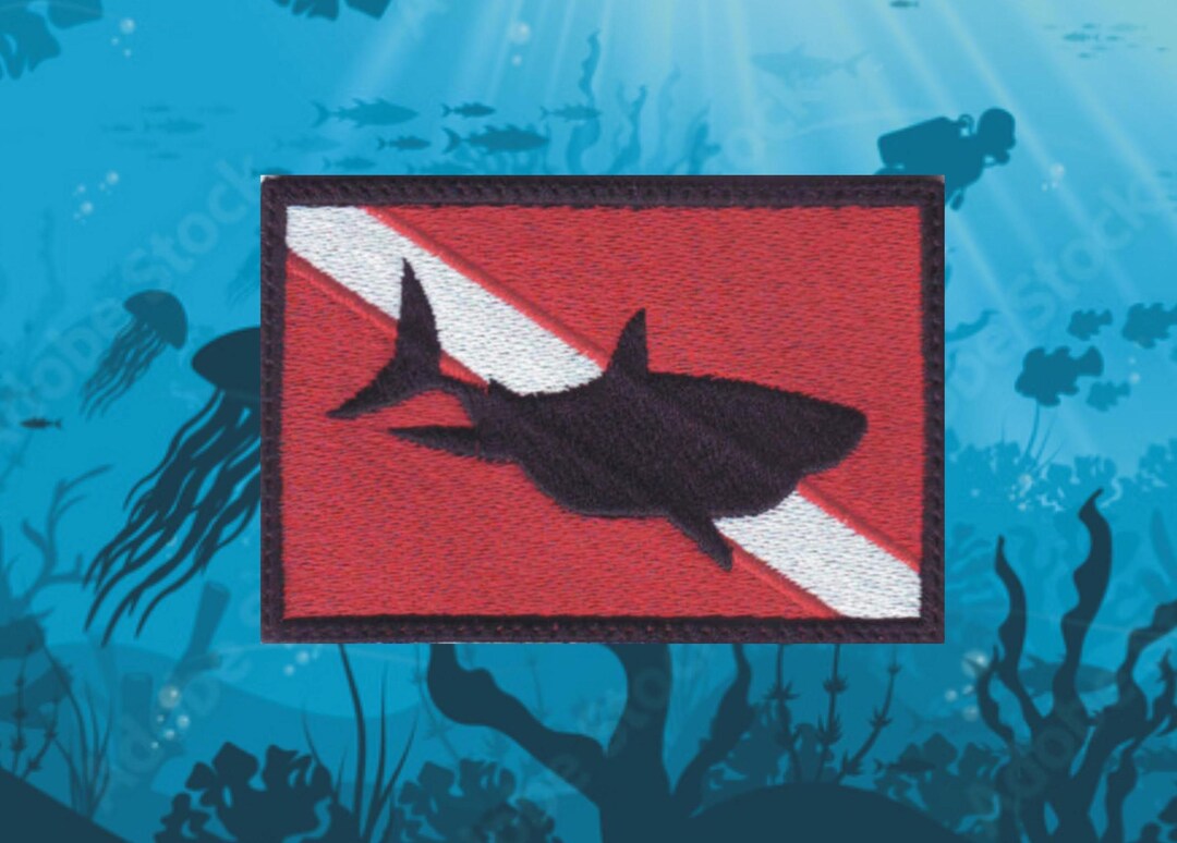 Scuba Diver Shark Flag Embroidered Patch - Etsy