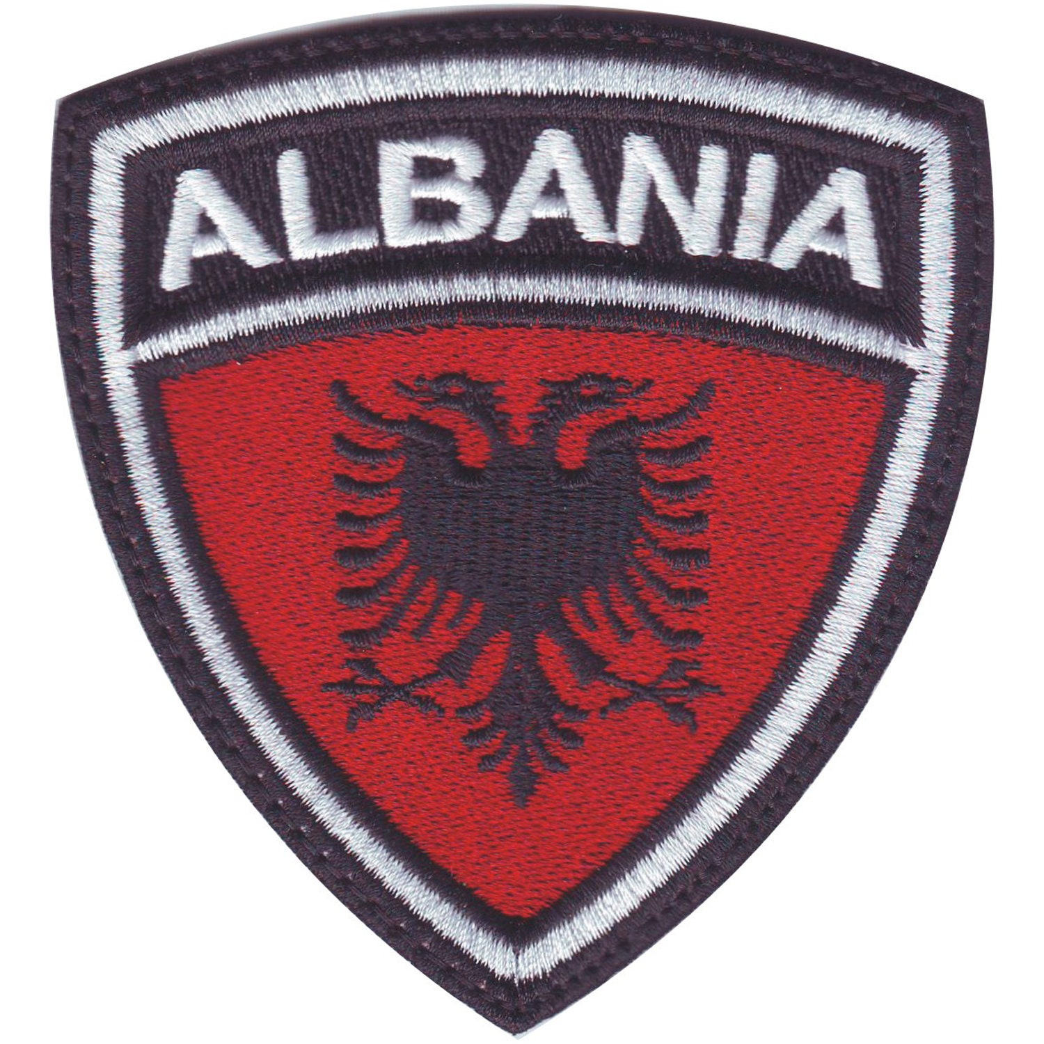 Toppa con ricamata la bandiera dell'Albania, da cucire su vestiti, giacche, t-shirt, borse