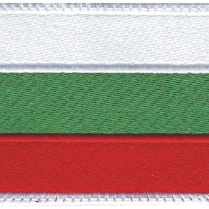 May include: A white, green, and red embroidered patch depicting the flag of Bulgaria.