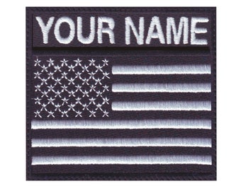 Black and White USA Personalized Badge Flag Embroidered  Patch