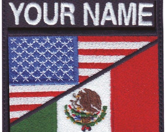 US / Mexico Personalized Badge Flag Embroidered  Patch