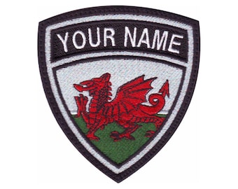 Wales Flag Personalized Crest Flag name Embroidered Patch