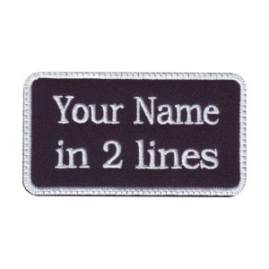 Rectangular 2 Line Personalized Embroidered Name Tag Patch (F)