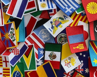 Flags of the World Embroidered Patch - Set of 12 Flags  -