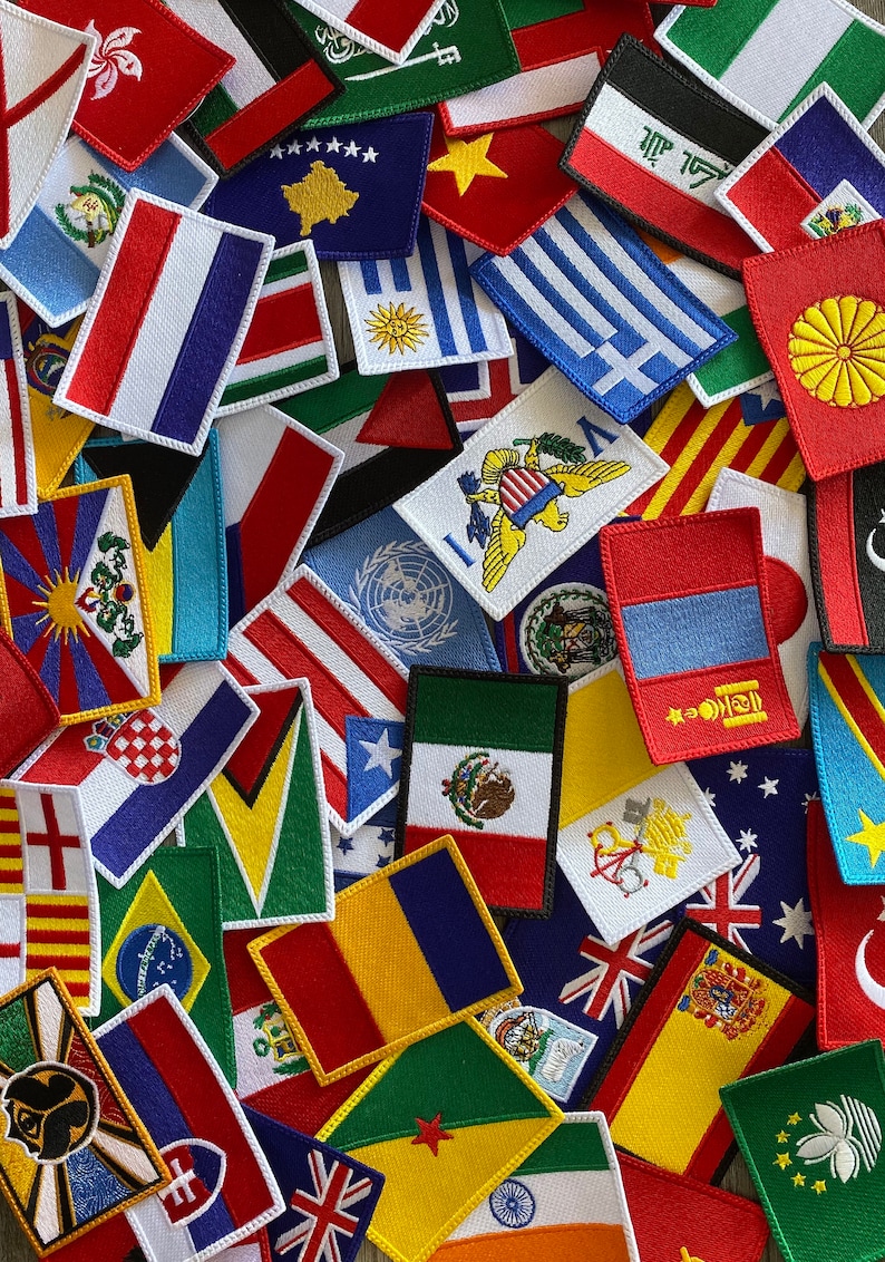 Flags of the World Embroidered Patch Set of 12 Flags Etsy UK