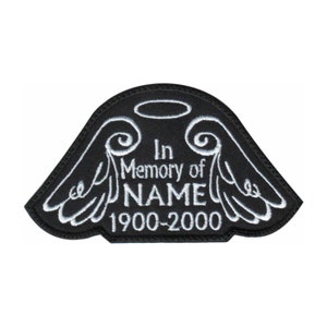 In Memory Angel Wings Custom Name Tag Black (A) Embroidered Patch