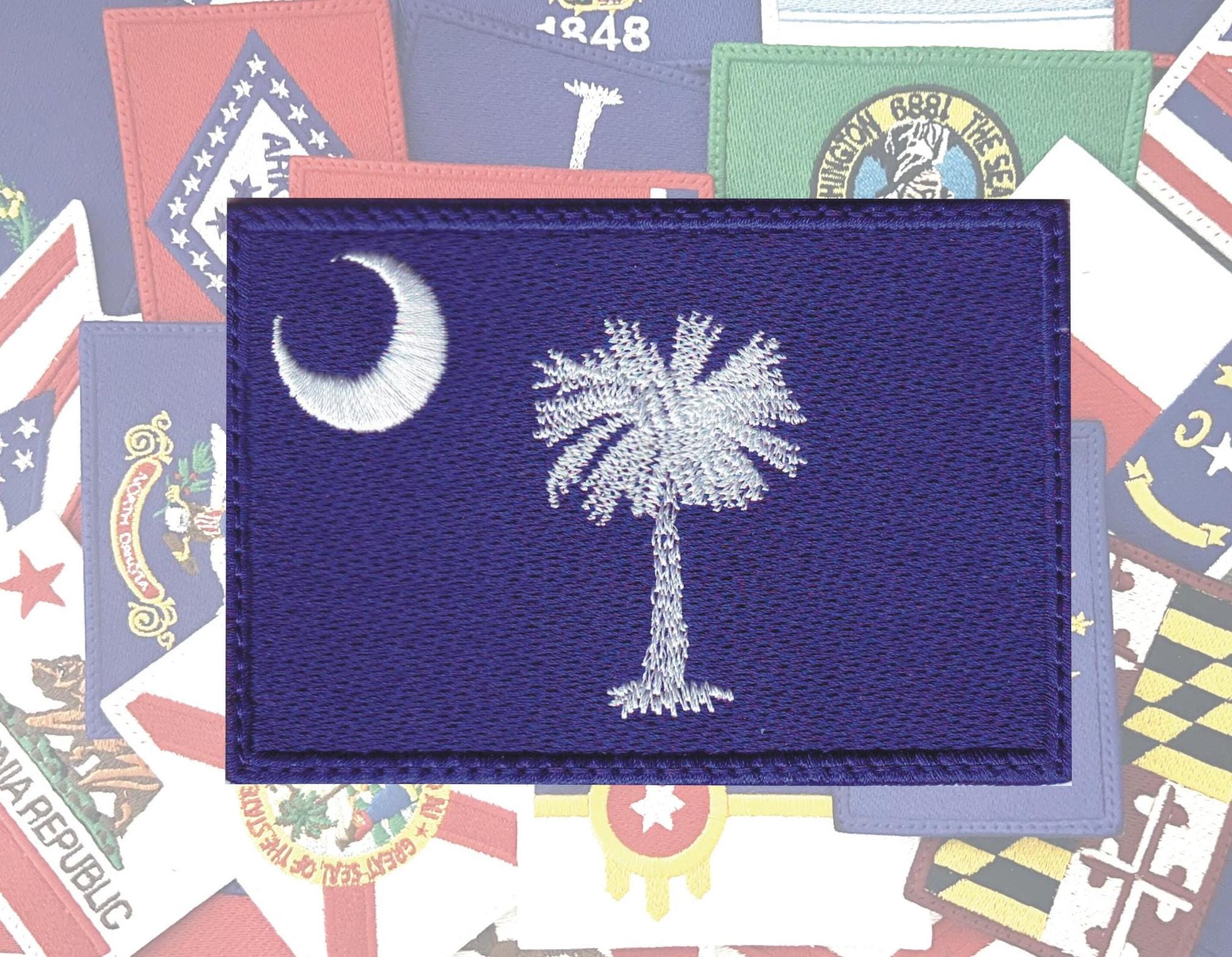 South Carolina State Flag Embroidered Patch – Iron-On Or Sew-On – 3x2 Inches