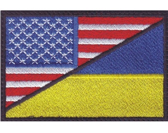 US / Ukraine Enbroidered Flag Patch USA Ukraine