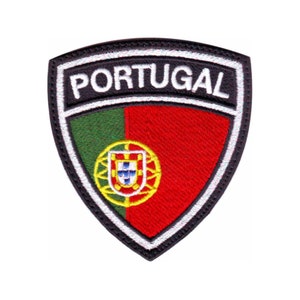 May include: Embroidered patch with the Portuguese flag and the word "PORTUGAL" in white lettering on a black background.