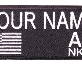 Geborduurde patch Amerikaanse vlag en bloedgroep - zwart-