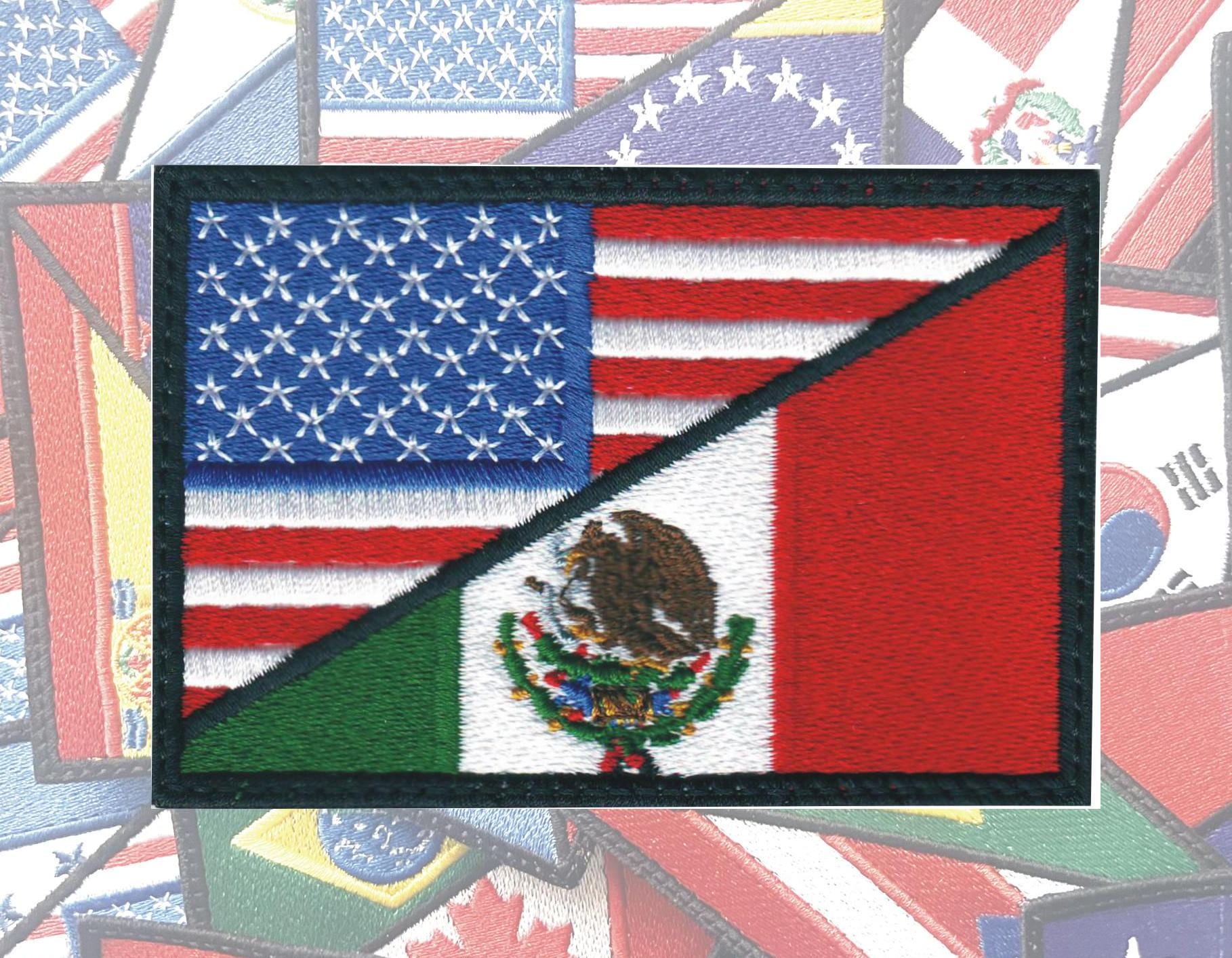 Mexican American Flag Patches | Iron on Small 3.25