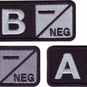 Blood Type Black Embroidered Patch