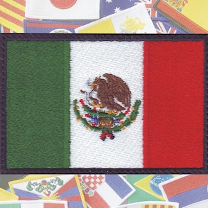 Geborduurde patch Mexicaanse vlag zwarte rand 3 maten