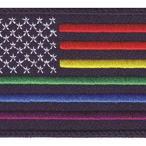 Regenbogen USA dünne Linie LGBTQIA + Pride Flagge gestickter Aufnäher
