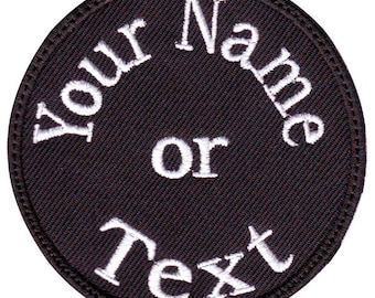 Black Circular 3" to 6" Personalized Embroidered Name / Text Tag Patch