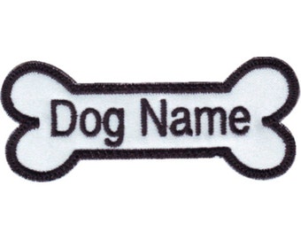 Personalized Dog Name Bone (White) Embroidered  Patch
