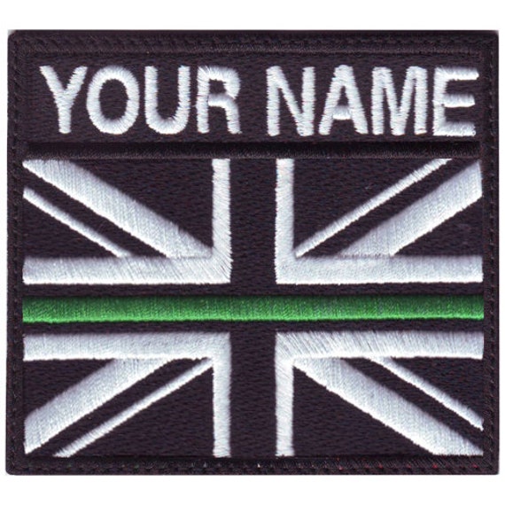 Text Tag Patch Thin Green Line Canada Flag Personalized Embroidered Name