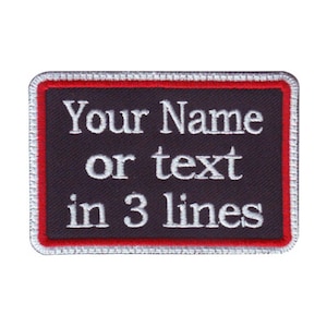 Rectangular 3 Line Personalized Embroidered Name Tag Patch (C)