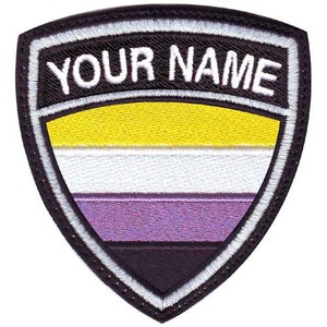 Nonbinary Pride Custom Crest Flag name Embroidered Patch