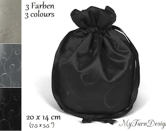 Pompadour, bag, evening bag, reticule, dance ball, festive, bridal bag, wedding, dirndl bag, Oktoberfest, black, white, grey