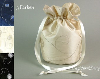 Taffeta bag, bridal bag, bridal bag, cream, groomsman, festive, wedding, bag bag, pompadour, bag, evening bag, black, grey