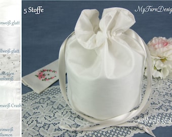 Beutel Hochzeit weiß, Brauttasche, Brautbeutel, weiß, Beutel für Braut, festlich, Hochzeit, Beuteltasche, Pompadour weiß, Beutel schlicht