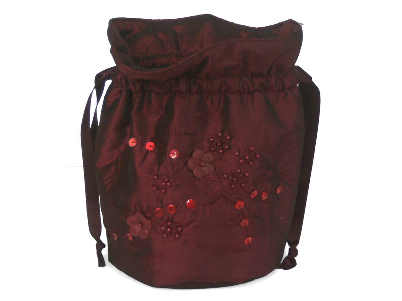 Sac Pompadour, sac de soirée, sac seau, sac à main, sac de costume traditionnel, sac dirndl, costume historique, bal de danse, festif, bordeaux, rouge image 10