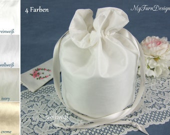 Taffeta bag, bridal bag, bridal bag, white, ivory, cream, simple, festive, wedding, pouch bag, Pompadour, bag, wedding bag
