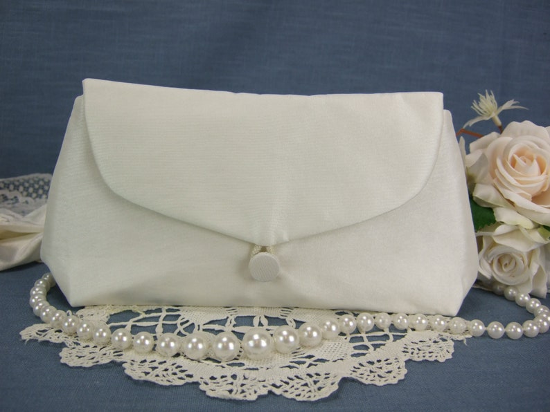 Tasche Hochzeit, Brauttasche, Clutch Braut, Hochzeit, kleine Tasche, ivory, Tasche Taft, festlich, elegant, schlicht, Umhängetasche Braut (5) ohne Band