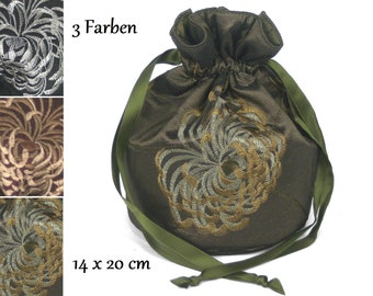 Jewelery Bag Jewelery Pouch Pompadour Bag Jewelery Storage Jewelery Case Jewelery Pouch Decorative Taffeta Floral Green