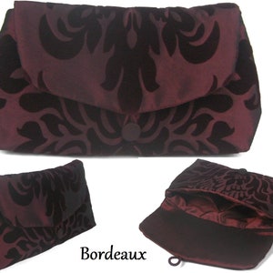 Abendtasche, Clutch, Handtasche, klein, Taft, festlich, elegant, Ornamente, grau, creme, bordeaux, beige Bild 5