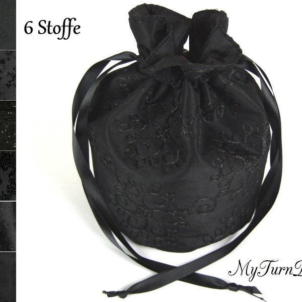 Trachtentasche, Dirndltasche, Reticule, historisches Kostüm, Tanzball, Gothic, Hochzeit, Brautjungfer, Abendtasche, Pompadour, schwarz