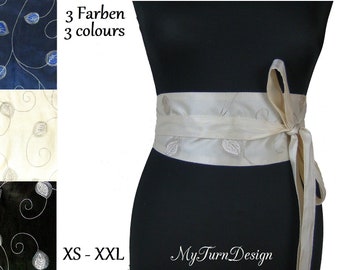 Belt, tie belt, waist belt, wide, wedding, cream, black, blue, fabric belt, taffeta, XS, S, M,L, festive, bow