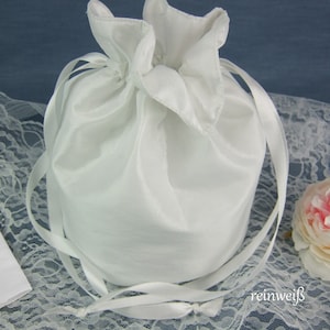 Pompadour, Beutel, Beutel Hochzeit, Brauttasche, Brautbeutel, Taft, weiß, ivory, creme, schlicht, festlich, Hochzeit, Beuteltasche,elfenbein Reinweiß