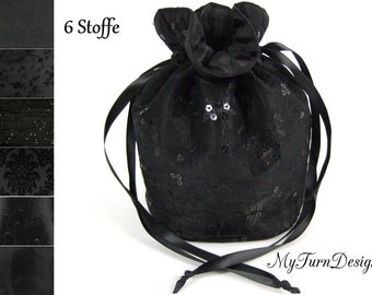 Reticule, historisches Kostüm, Abendtasche, Pompadour, Trachtentasche, Dirndltasche, Tanzball, Gothic, Hochzeit, Brautjungfer, schwarz