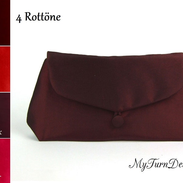 kleine Clutch, Handtasche, Abendtasche,  schlicht, Taft, dunkelrot, rote Abendtasche, festlich, elegant, bordeaux, weinrot, Tasche Taft,