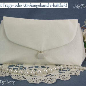 Tasche Hochzeit, Brauttasche, Clutch Braut, Hochzeit, kleine Tasche, ivory, Tasche Taft, festlich, elegant, schlicht, Umhängetasche Braut Bild 1