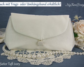 Tasche Hochzeit, Brauttasche, Clutch Braut, Hochzeit, kleine Tasche, ivory, Tasche Taft, festlich, elegant, schlicht, Umhängetasche Braut