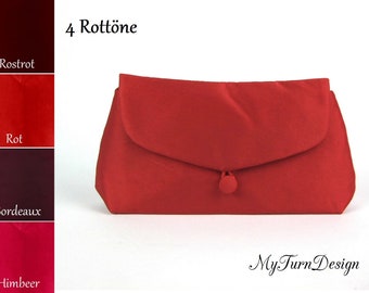 kleine Clutch, Handtasche, Abendtasche, rot, schlicht, Taft,rote Abendtasche, festlich, elegant, rote Clutch, Tafttasche, Hochzeit, Braut