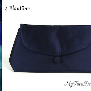 kleine Abendtasche, Clutch, Handtasche, klein, marine, dunkelblau, Taft, festlich, elegant, Clutch marineblau, schlicht, blaue Abendtasche