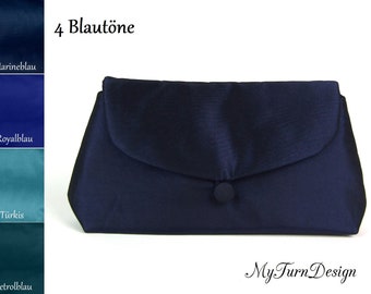 kleine Abendtasche, Clutch, Handtasche, klein, marine, dunkelblau, Taft, festlich, elegant, Clutch marineblau, schlicht, blaue Abendtasche