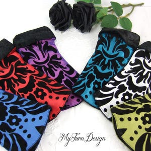Arm warmers Gothic hand warmers taffeta ornaments Gothic cuffs double-sided wrist warmers velvet black red blue velvet Whimsigoth festival gift